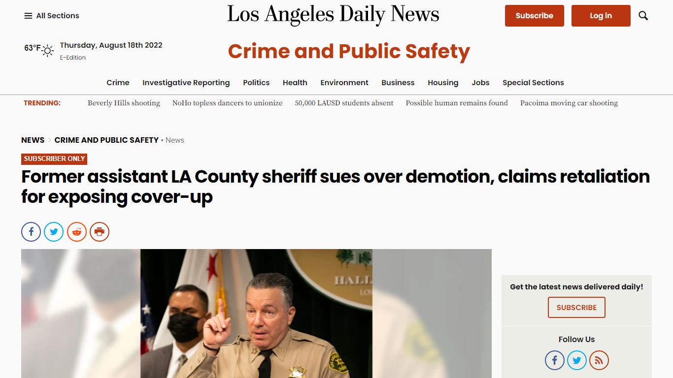 Former assistant LA County sheriff sues over demotion, claims ...